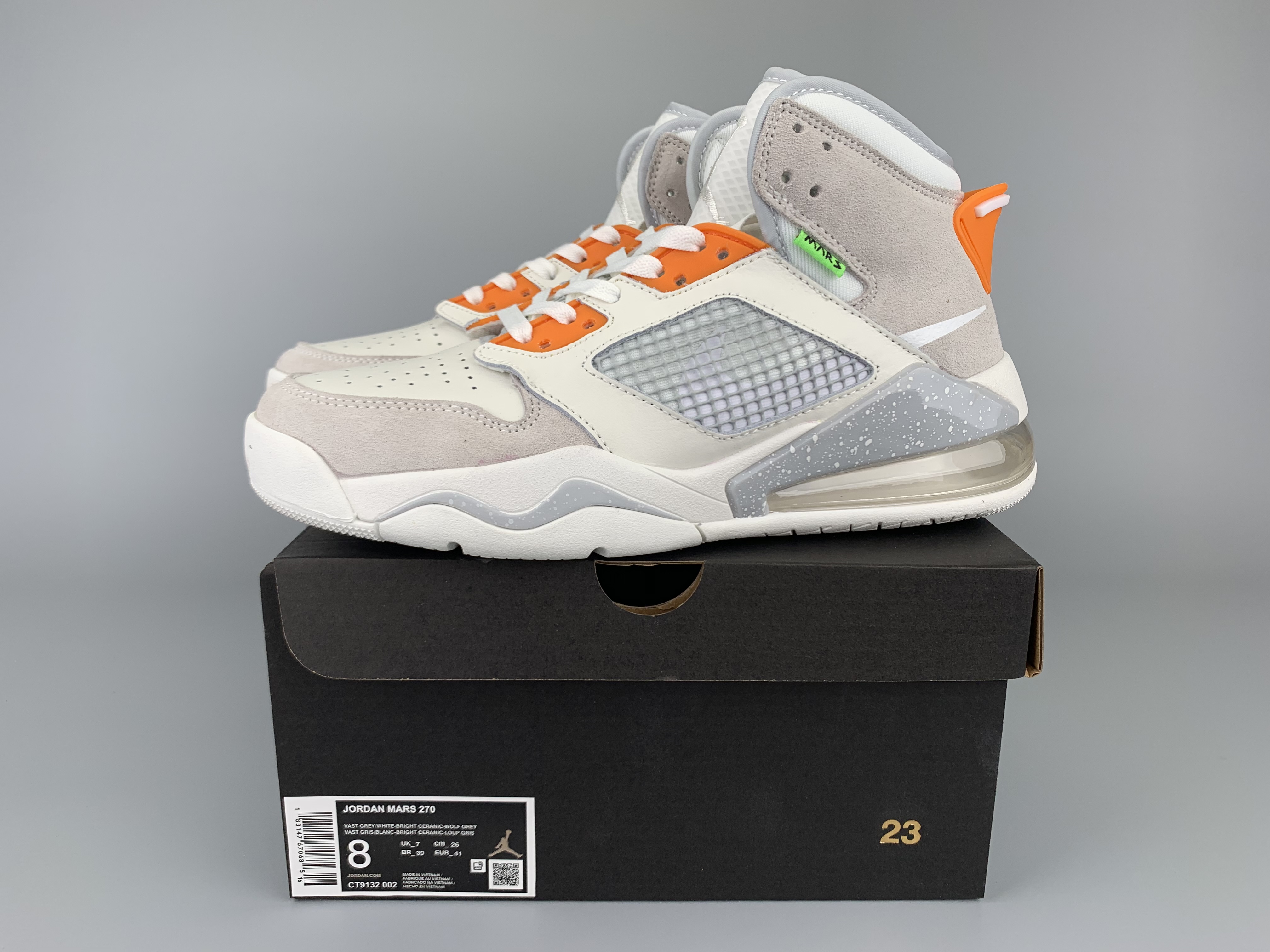 Air Jordan Mars 270 Grey White Orange Shoes - Click Image to Close